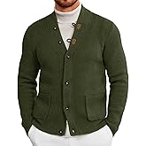 Runcati Mens Cardigan Sweater Casual V Neck Button Down Cardigan Ribbed Knitted Winter Chunky Sweaters with Pockets