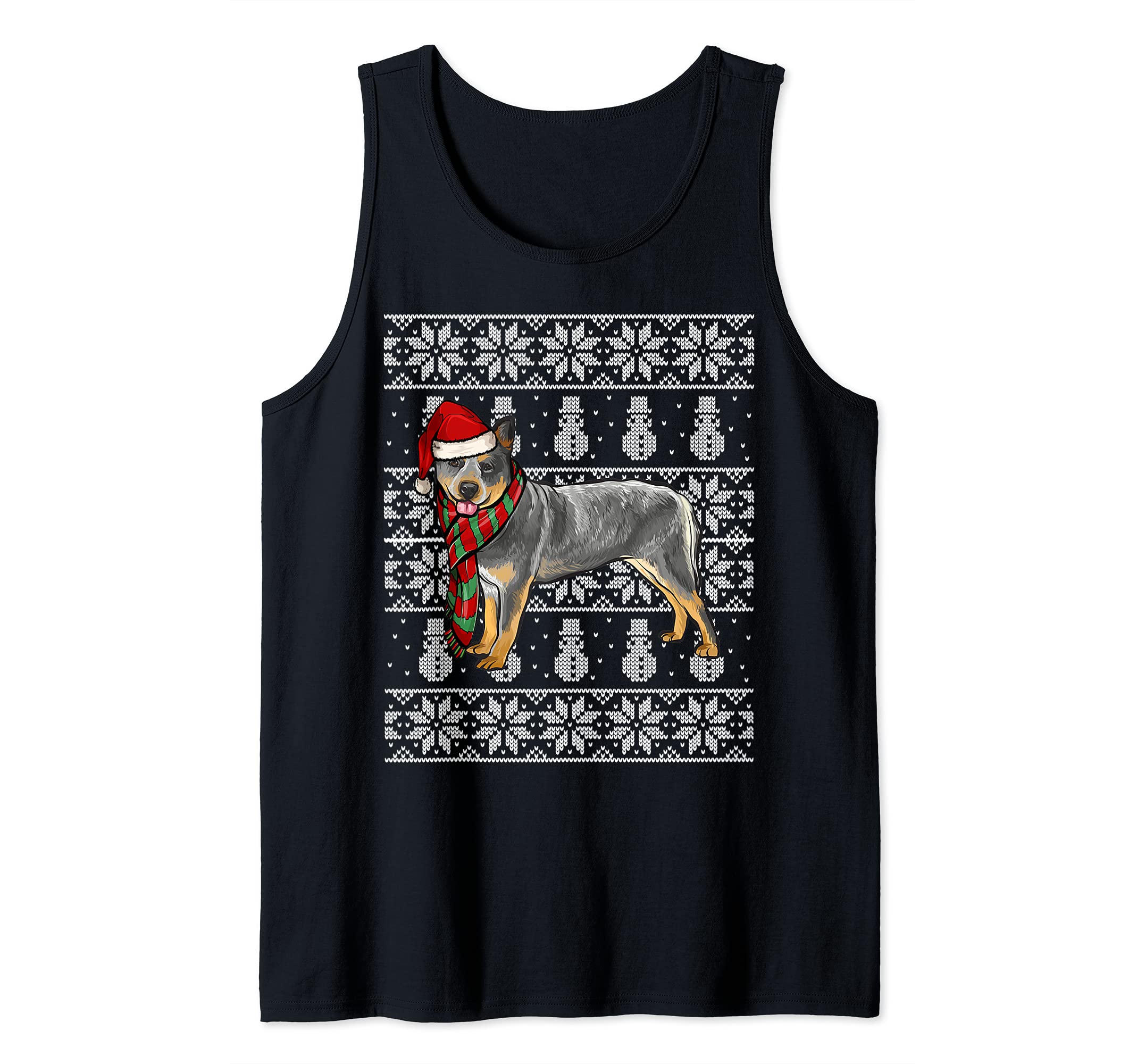 Santa Hat Xmas Australian Cattle Dog Ugly Christmas Tank Top