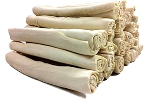 123 Treats - Premium Rawhide Retriever Rolls Dog Rawhides for Dogs 9-10” (36 Count) All-Natural Grass-Fed Free-Range Hand Rolled Beef Dog Bones High-Protein Healthy Chew Treats.