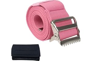 Homymusy 60 Inch Adjustable Gait Belts for Seniors - Comfortable Buckle Protect Cover Keep Belt Buckle Reaching The Waist,Supports up to 350 lbs(Pink, 60INCH Metal Buckle)