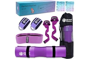 J Bryant Barbell Pad Set with 2 Ankle Straps for Cable Machines Hip Resistance Band Weight Lifting Straps Thick Cushion Hip-Thrusts Pad with Carry Bag for Squats Bench Press Workout