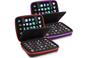 Aoriher 2 Pcs Dice Case with Removable Slotted Tray for Storage Game Storage Case Dice Holder Holds up to 70/10 Sets (Red,Purple)