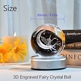 IFOLAINA 3D Moon Fairy Crystal Ball K9 Glass Paperweight Gift view 3