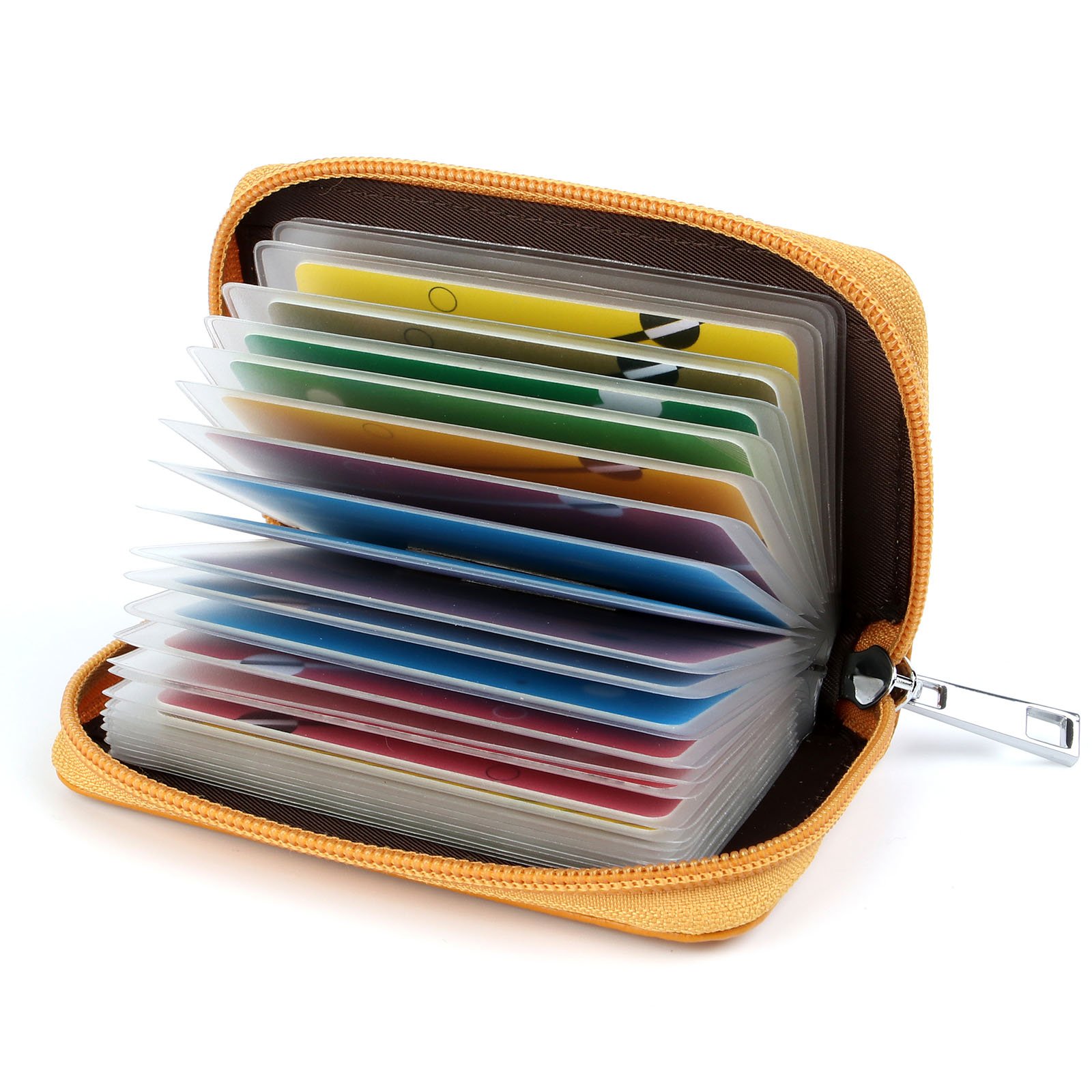 GERIINEER Credit Card Holder Wallets for Women Men Leather 26 Card Slots (Yellow)