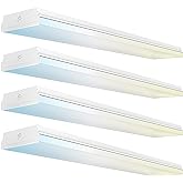 Sunco 4 Pack 4FT LED Prisma Wraparound Shop Light, 3CCT, Non-Dimmable | 7200LM, 60W, Selectable CCT 4000K/5000K/6000K, 8" Width, 120V-277V, for Industrial, Warehouse, Garage, Commercial