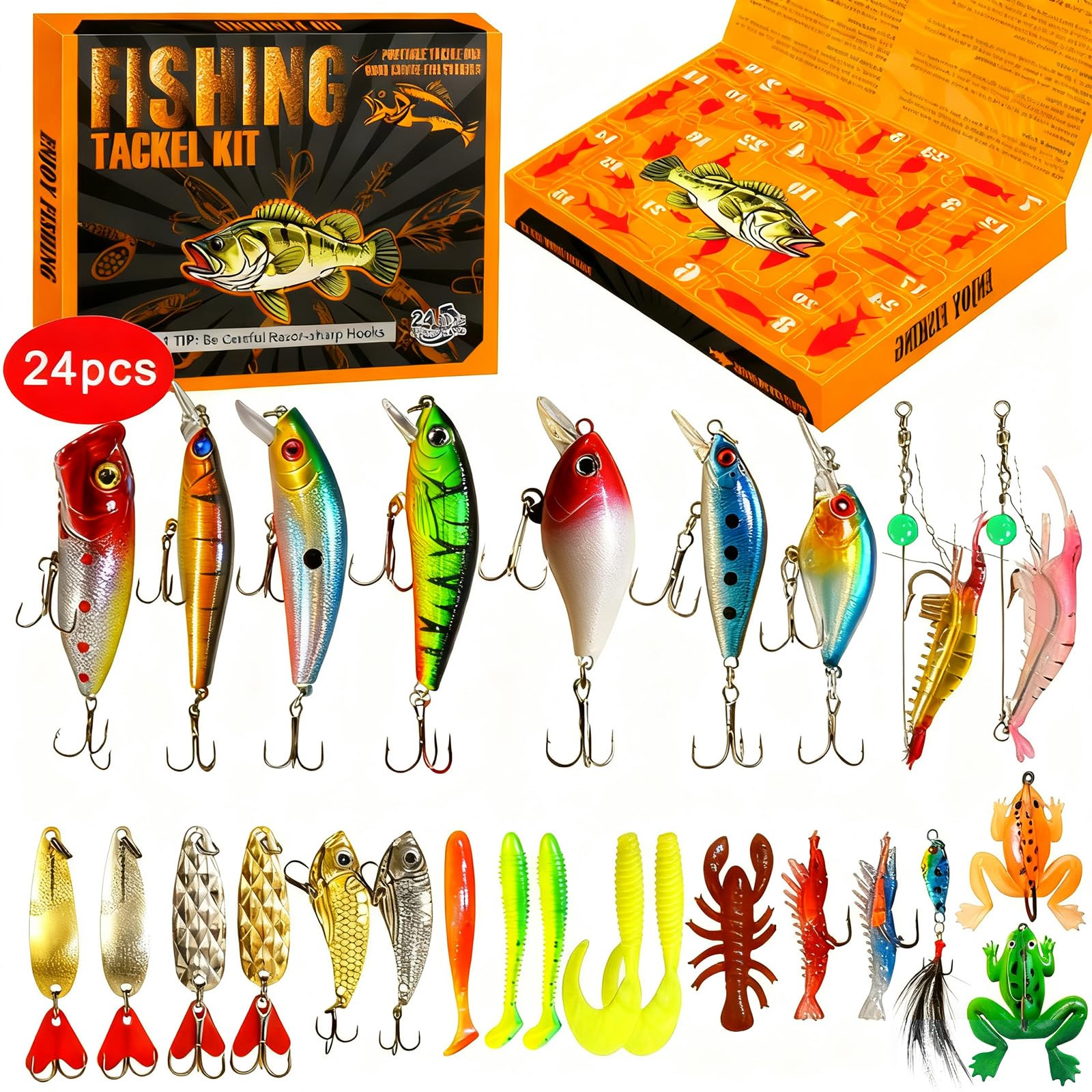 Photo 1 of 2025 Fishing Advent Calendar 24 Days Christmas Countdown - 24pcs Lures Surprise for Anglers, for Men Teens Fisherman Fishing Enthusiasts
