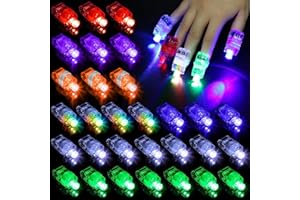 TOYOGET 210 Pcs LED Finger Lights, 7 Colors Finger Flashlights, Battery Powered Light Up Finger Ring Toys, Mini Finger Lamps, Glow in The Dark Party Supplies for Rave Concert Shows (210Pcs)