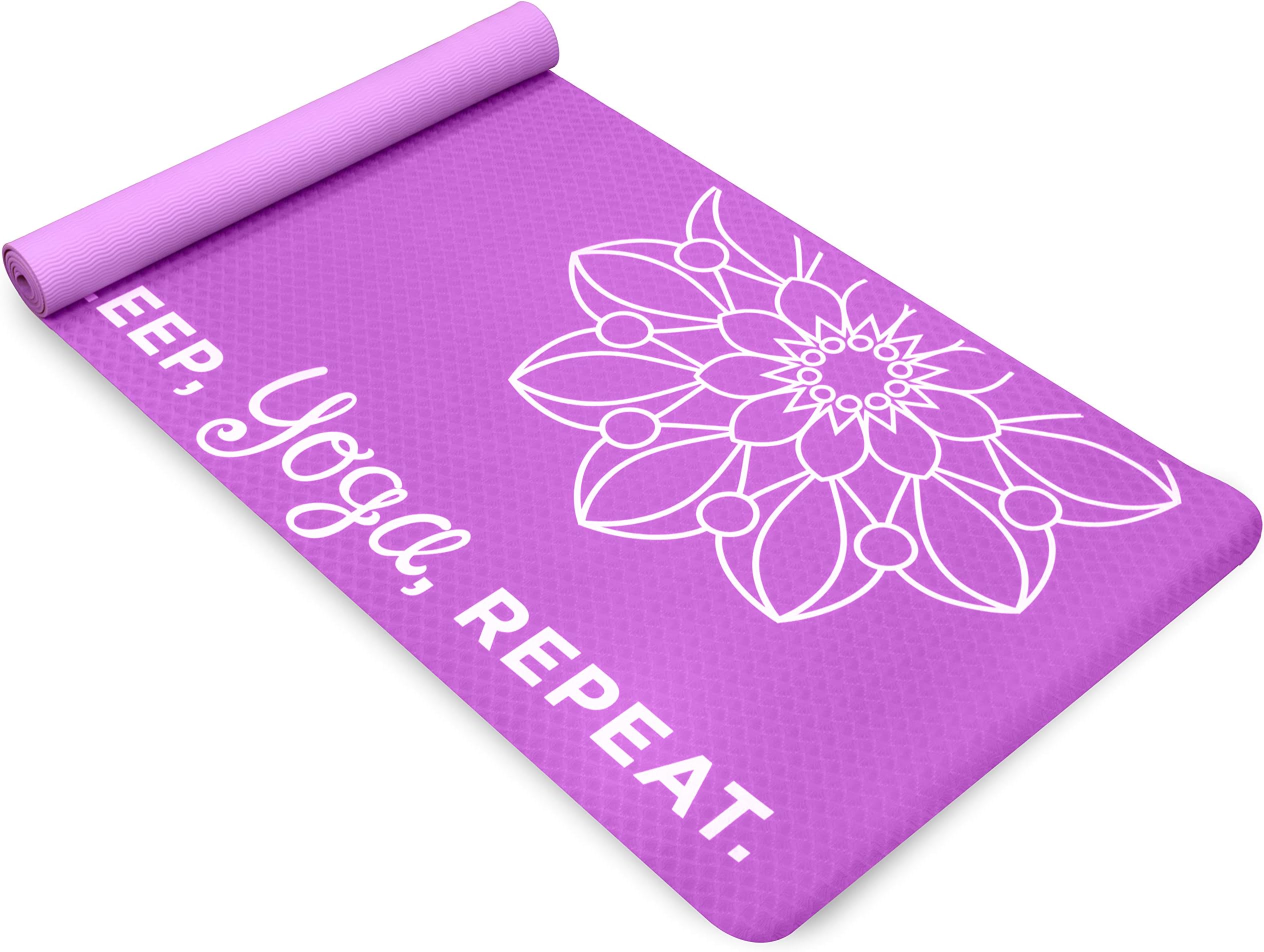 EkoSmart Non-Slip Exercise Yoga Mat with Carrying Strap, 4 mm Thick