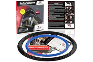 TR RIMPRO-TEC RimPro-Tec System | 4 x Inner Pinstripes + 4 x Base | Reduce Curb Damage | Durable All-Weather Protectors | Fits All Wheels from 13" to 22" | Complete Set | Base Color: Black | Inner Color: Red