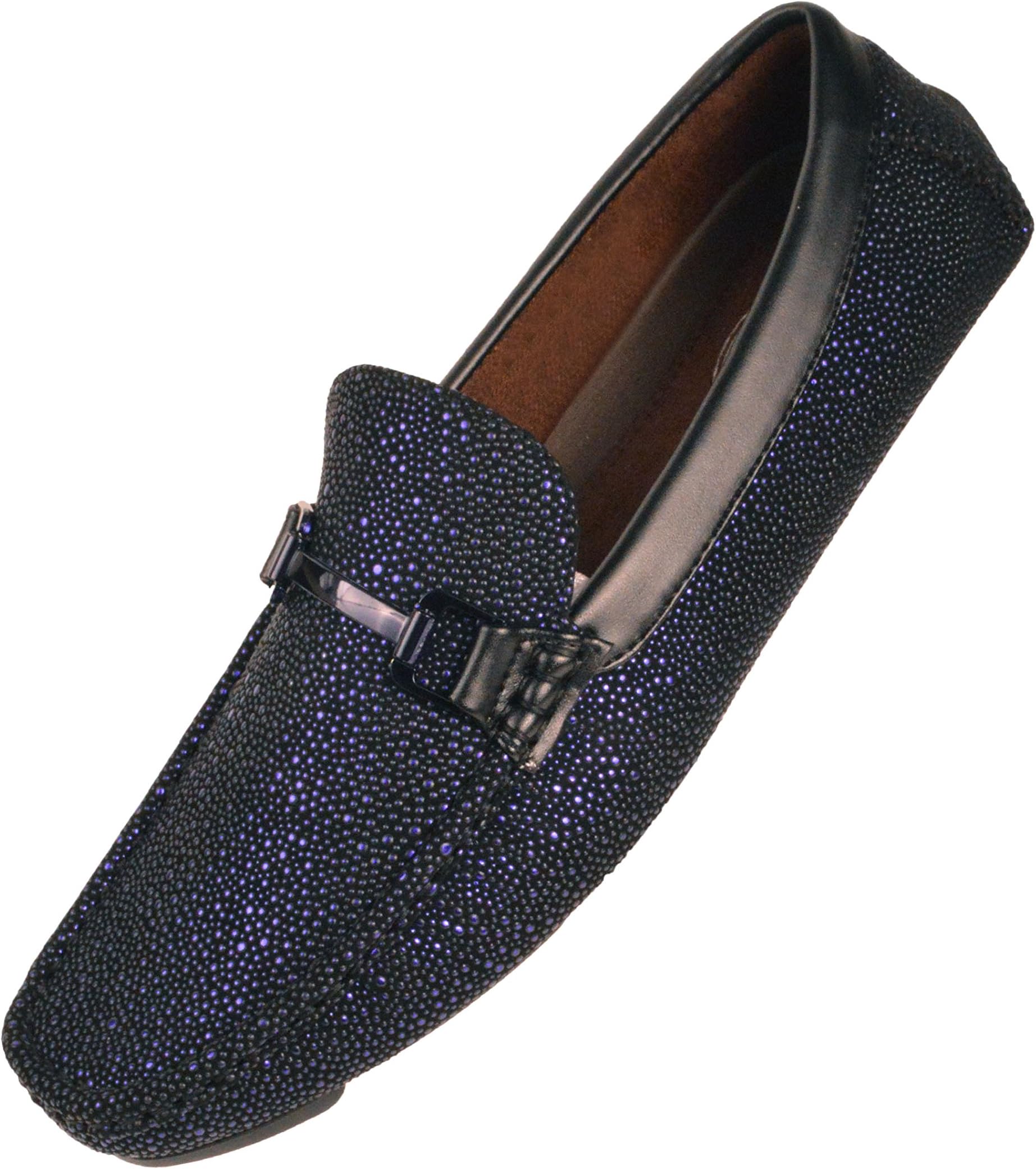 Amali Mens Metallic Speckled Dress Loafer Driving Shoe with Buckle Style Quint