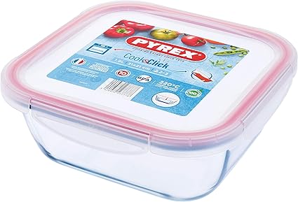 Pyrex Cook Click 1 9l Vierkant Voedsel Opslag Container Met Clip Lock Plastic Deksel Amazon Nl
