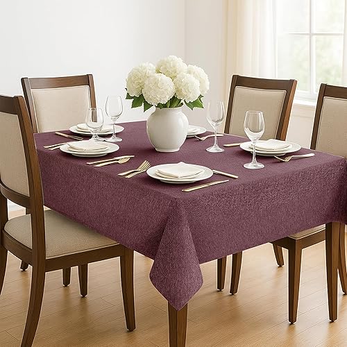 Deconovo Large Solid Tablecloth Rectangle Wipeable Water Resistant Table Cloth for Dining Party Birthday Restaurant and Holiday Decoration 54 x 108 Inch Prune