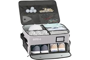 1GoTo-G 3 Layer Golf Trunk Organizer - Large Capacity Golf Trunk Organizer for 2 Pair Size 13 Shoes, Gifts for Men for Accessories, Balls, Tees, Clothes, Gloves