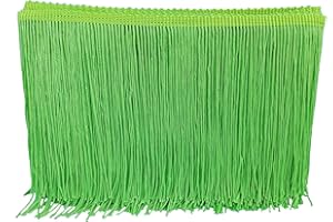 MONIDOOR Chainette Fringe Trim 6 Inch 10 Yards Tassel Fringe Trim for Sewing Craft DIY Decoration(907 Neon Green)