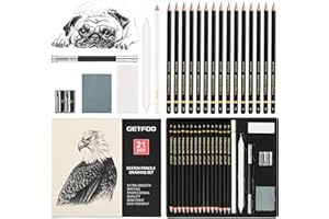 GETFOO Drawing Sketching Pencil Set 21 Pack Art Pencil Kit with Graphite Pencils (14B-5H), Charcoal Pencil, Ideal for Shading, Blending, Drawing Set for Beginners & Pro Artists
