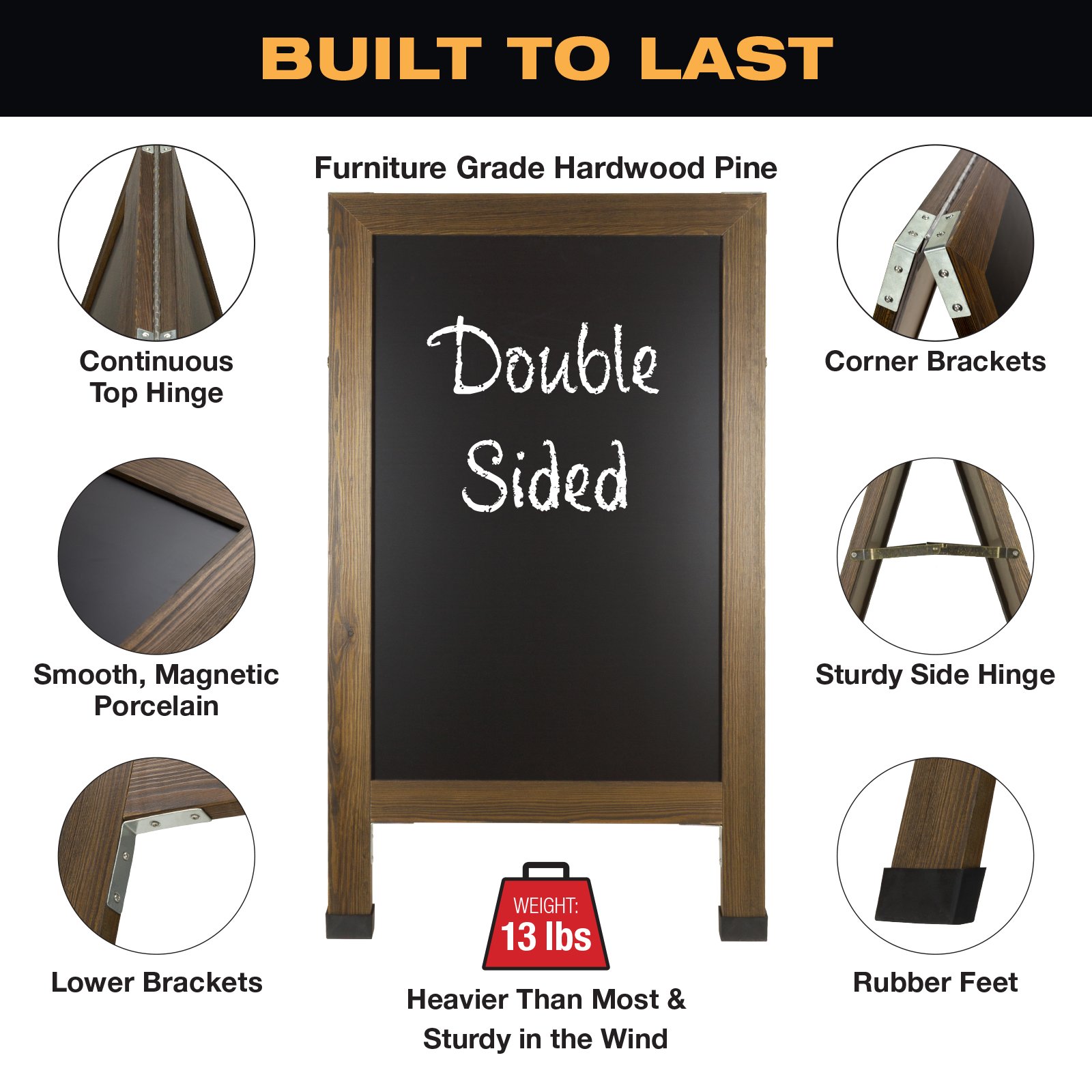 Sandwich Board Sidewalk Chalkboard Sign REINFORCED, HEAVYDUTY / 10