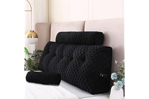 Gpround Wedge Headboard Pillows + A Long and Short Head Roll Pillows Bed Wedge Pillow for Headboard Large Bolster for Bed Backrest Pillows for Sitting in Bed