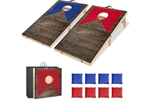 Wooden Cornhole Board Set Portable Cornhole Set with 8 Bean Bags, Indoor or Outdoor Corn Hole Toss Game for Adults