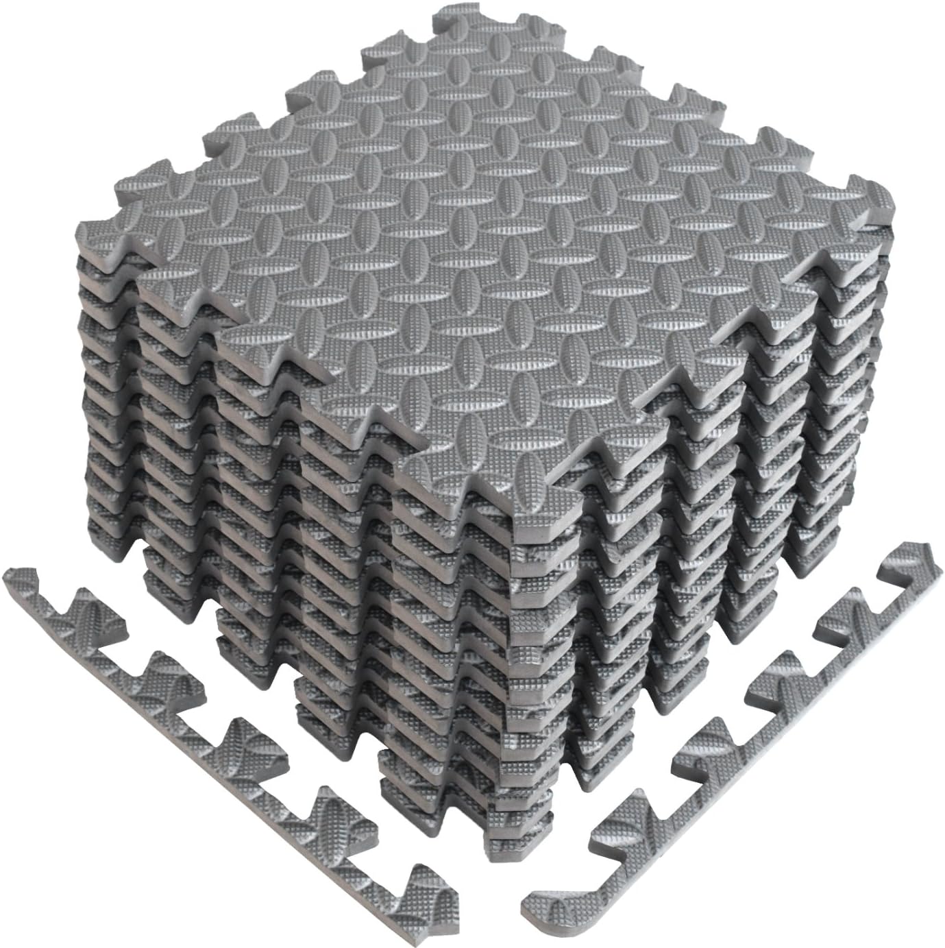 A2ZCare Puzzle Exercise Mat with EVA Foam Interlocking Tiles (Protective Flooring) - 3 YEAR Limited Warranty with 60 day - Perfect for Home Gym, Aerobic, Yoga & Pilates (Black-12pcs with Border Tiles) : Sports & Outdoors