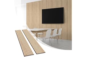 Olanglab Wood Slat Wall Panels, Wooden Acoustic Wall Panels, 94.5"x12.6" Each 3D Wall Panels for Interior Wall Decor, 2 Pack in Total 94.5"x25.2" (Warm Oak)