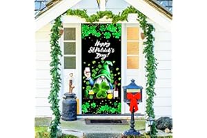 CYNOSA St. Patrick's Day Gnome Door Cover St. Patrick's Day Door Decorations Happy St. Patrick's Day Green Shamrock Backdrop Door Decor Party Outdoor Indoor Home Decor
