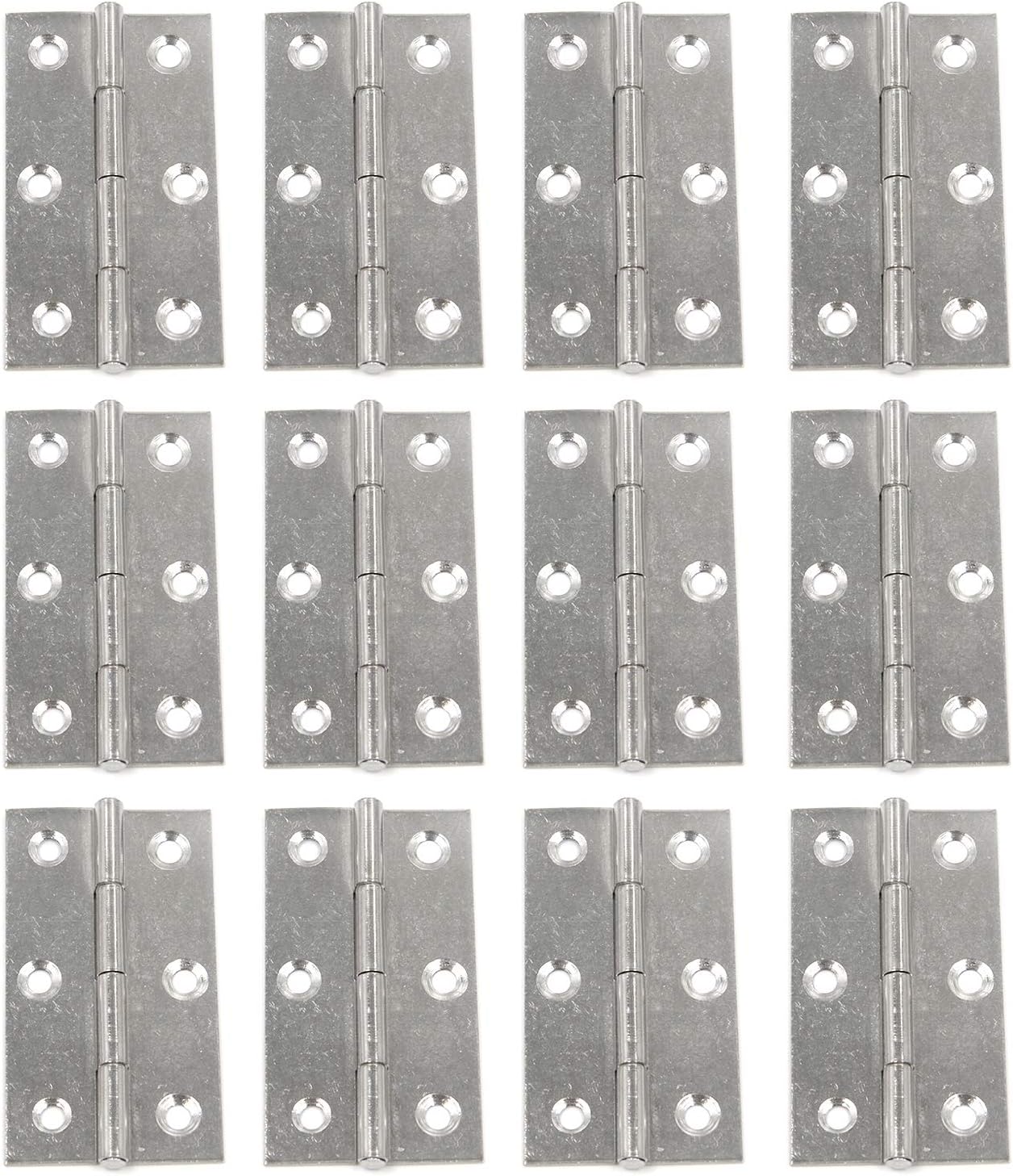 MTMTOOL 12 Pieces Silver Tone Folding Butt Hinge 2.7