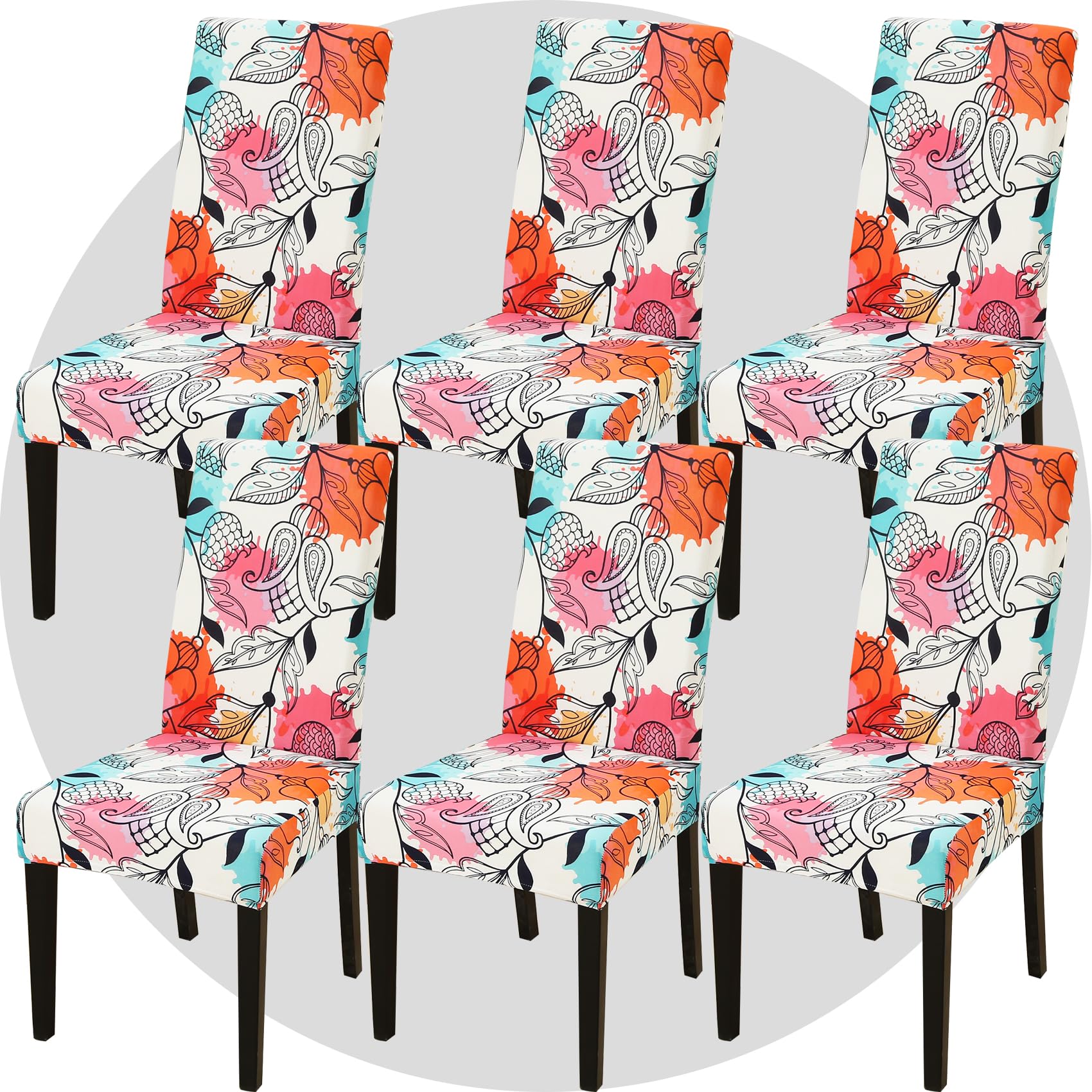 TOMMO Dining Room Chair Covers Set of 6, Stretch Removable Washable Spandex Dining Chair Slipcovers Protectors, Kitchen Chair Covers for Dining Room Party Hotel Ceremony Banquet