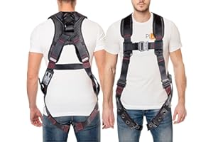 Palmer Safety Full Body Harness with 5 Point Adjustment, Dorsal D-ring, Grommet Legs, Two Side D Rings, and Fall Indicators