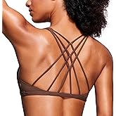 CRZ YOGA Womens Naked Feeling Criss Cross Sports Bra - Strappy Back Padded Medium Support Wireless Gym Cami Workout Yoga