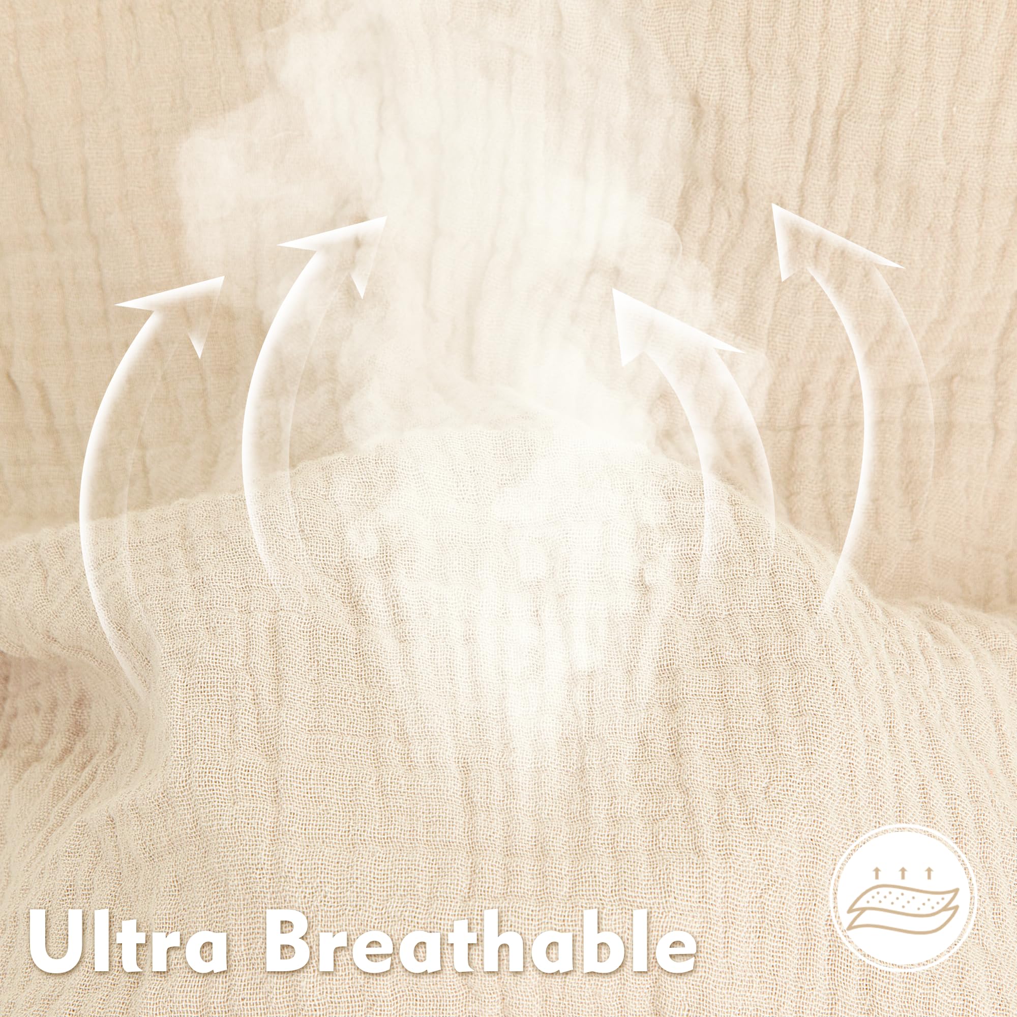 Pro Goleem Muslin Nursing Pillow Cover, 100% Cotton Soft Breathable Feeding Pillow Slipcover for Breastfeeding Moms, Fits Standard Infant Nursing Pillow, for Boys and Girls, 2 Pack (Brown＆Beige)