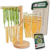 Purewood Premium Collapsible Pasta Drying Rack, Wooden Noodle Dryer Stand for Fresh Pasta, Pasta Maker Accessory, 100% Natural Bamboo, Bonus Recipe Book Included, Space-Saving Large Capacity