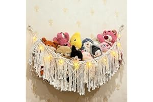 Stuffed Animal Hammock or Net With LED Lights Extra Large Wall Hanging Stuffed Animal Storage Nets for Teddy Bear Handmade Ma