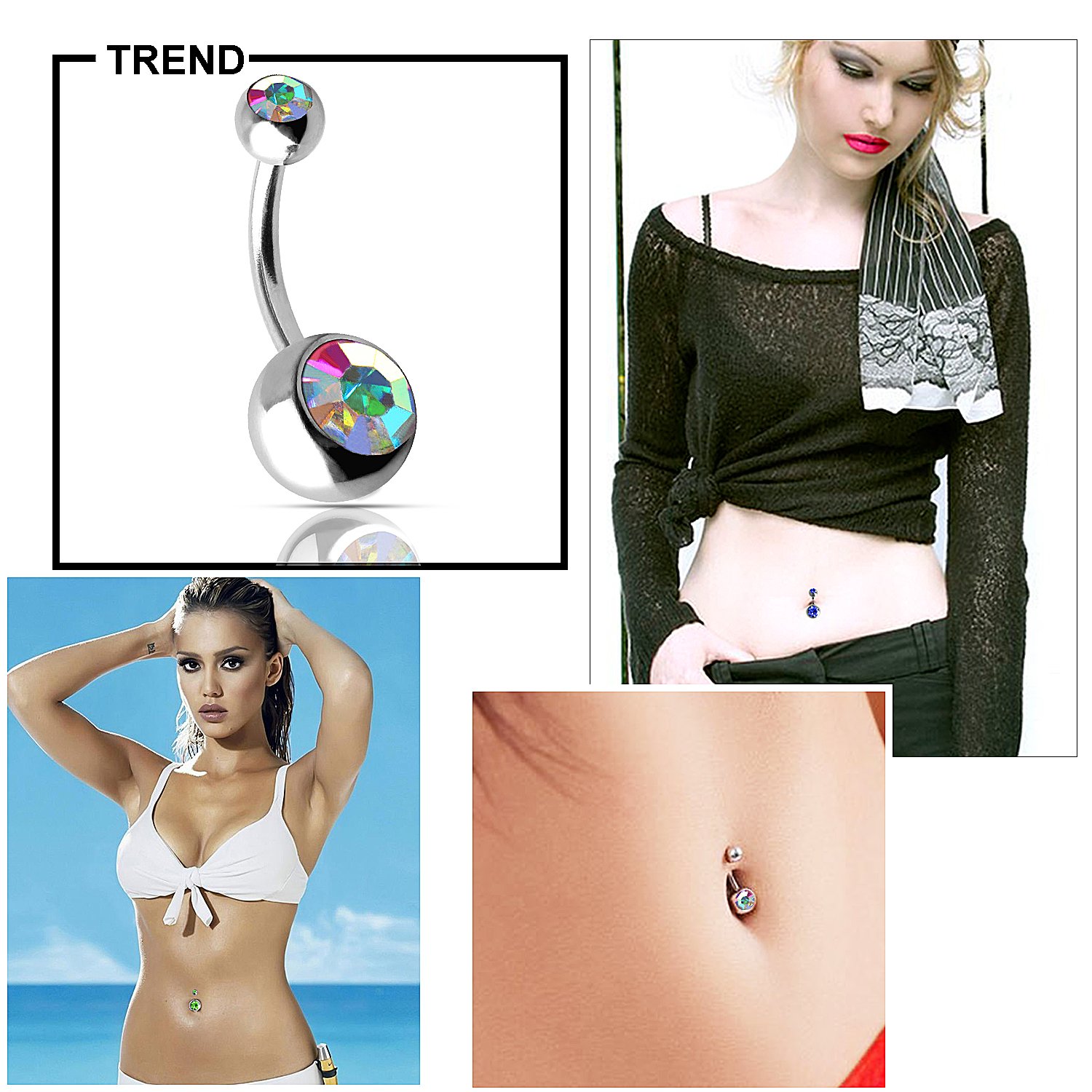 15 Pcs Belly Bars Button Belly Rings Navel Ring Belly Piercing Set