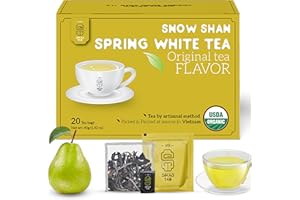 SACHS TEA 1773 Gourmet Organic White Tea - Asian Pear and fresh floral Flavor - Signature Crafted Vietnamese Snow Shan Heritage Tea (20 Large Handcrafted Sachets)