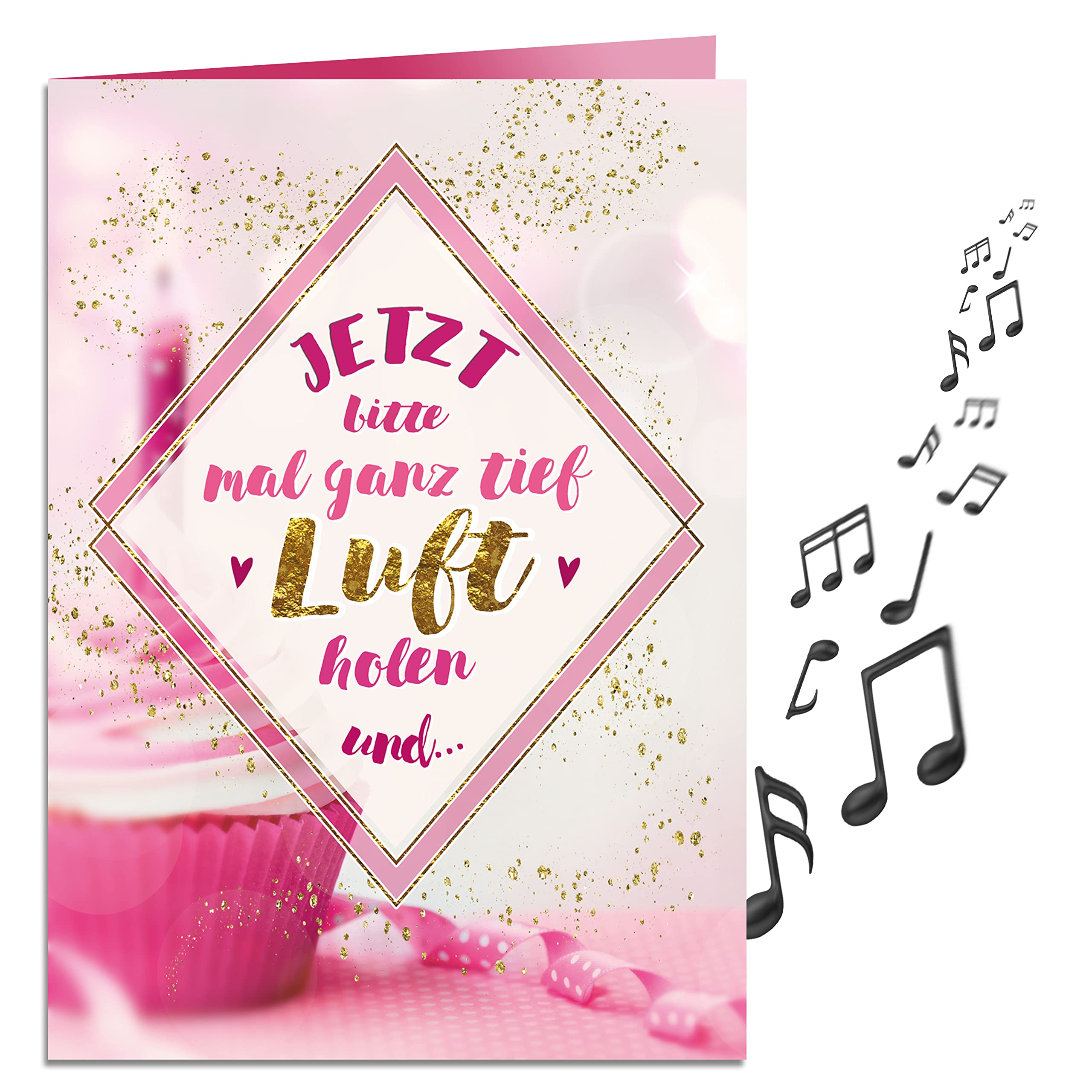 bentino Bentino Birthday Card XL with Glowing "Candle" to Blow Out, Plays the Song "Celeration", DIN A4 Set with Envelope, Greeting Card with Music, Greetings Card "Great Cards"