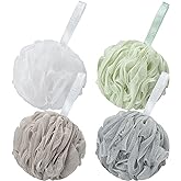 AmazerBath Loofah Sponge 60g/Piece, Exfoliating Bath Sponge Body Scrubber - Loofa Set of 4 Neutral Colors