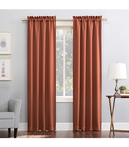 Sun Zero Rod Pocket Blackout Curtain Valance Pair - Energy Efficient, UPF 50+, Noise Reducing
