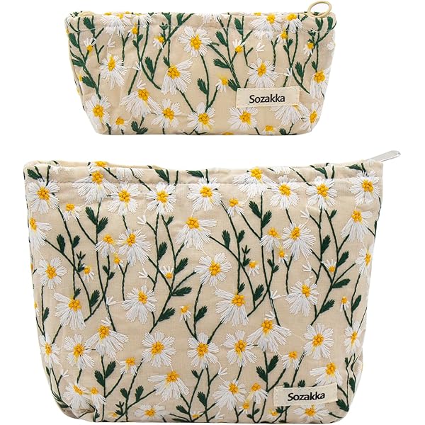 Grande Trousse De Maquillage à Fermeture éclair Pour Femme (taille S, Feuille Bleue