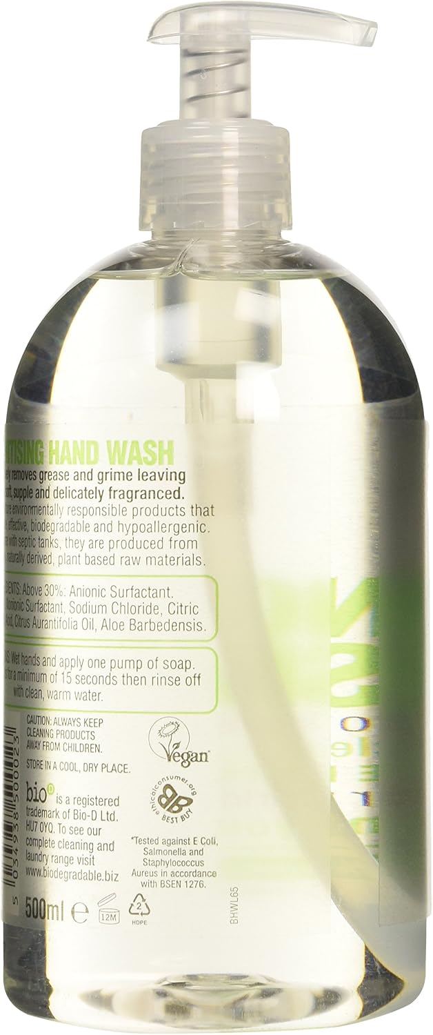 Bio-D 500 ml Anti Bacterial Hand Wash with Lime and Aloe, 500 ml (Pack of 1) - Image 5