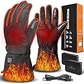 Heated Gloves 5V 5000mAh Rechargeable Battery Heated Gloves for Women with Touch Screen Non-Slip Adjustable Wrist Design Heated Hunting Gloves for Driving Camping (Black, L)