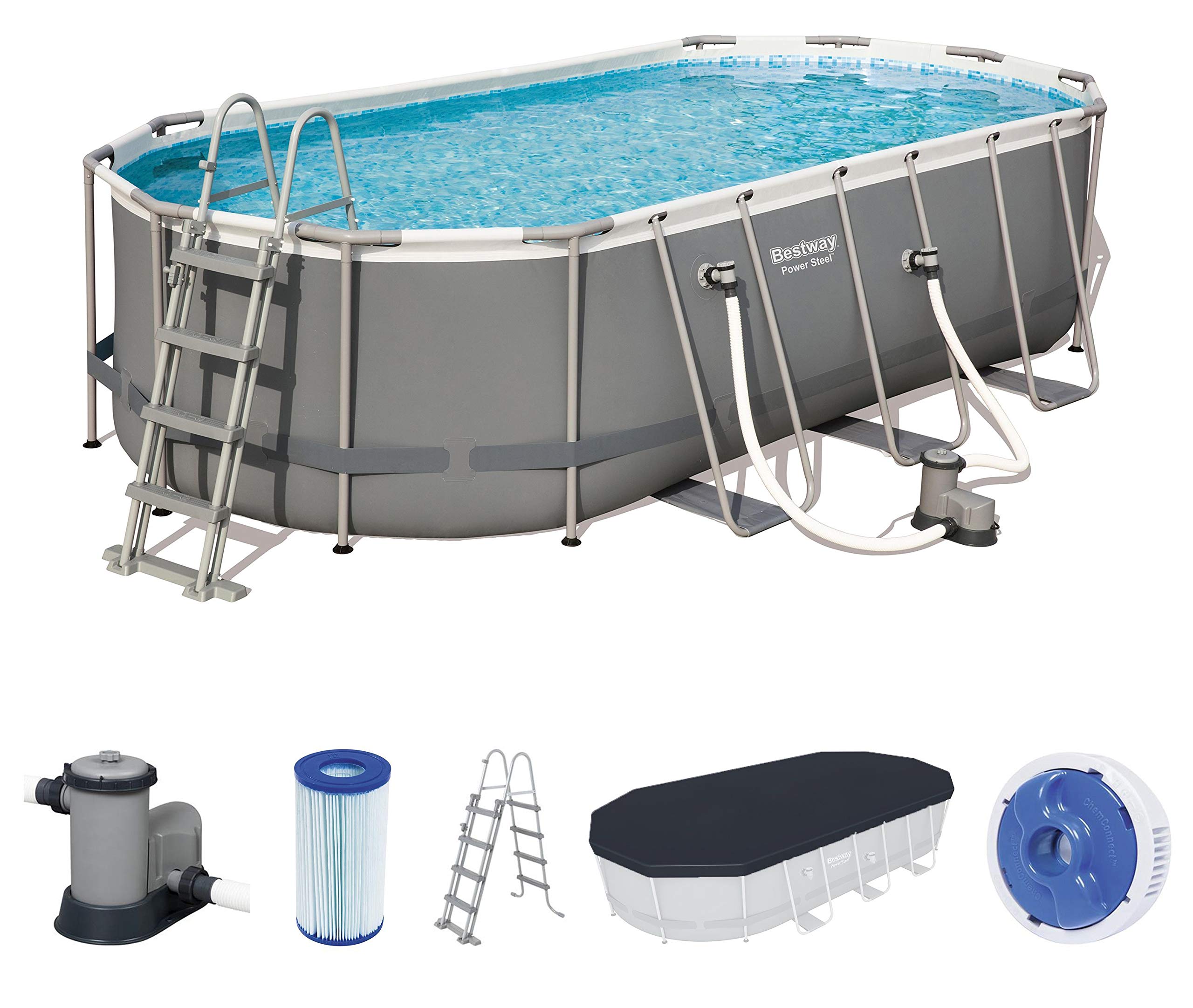 Buy Bestway Power Steel Frame Pool Oval with Sturdy Steel Frame in