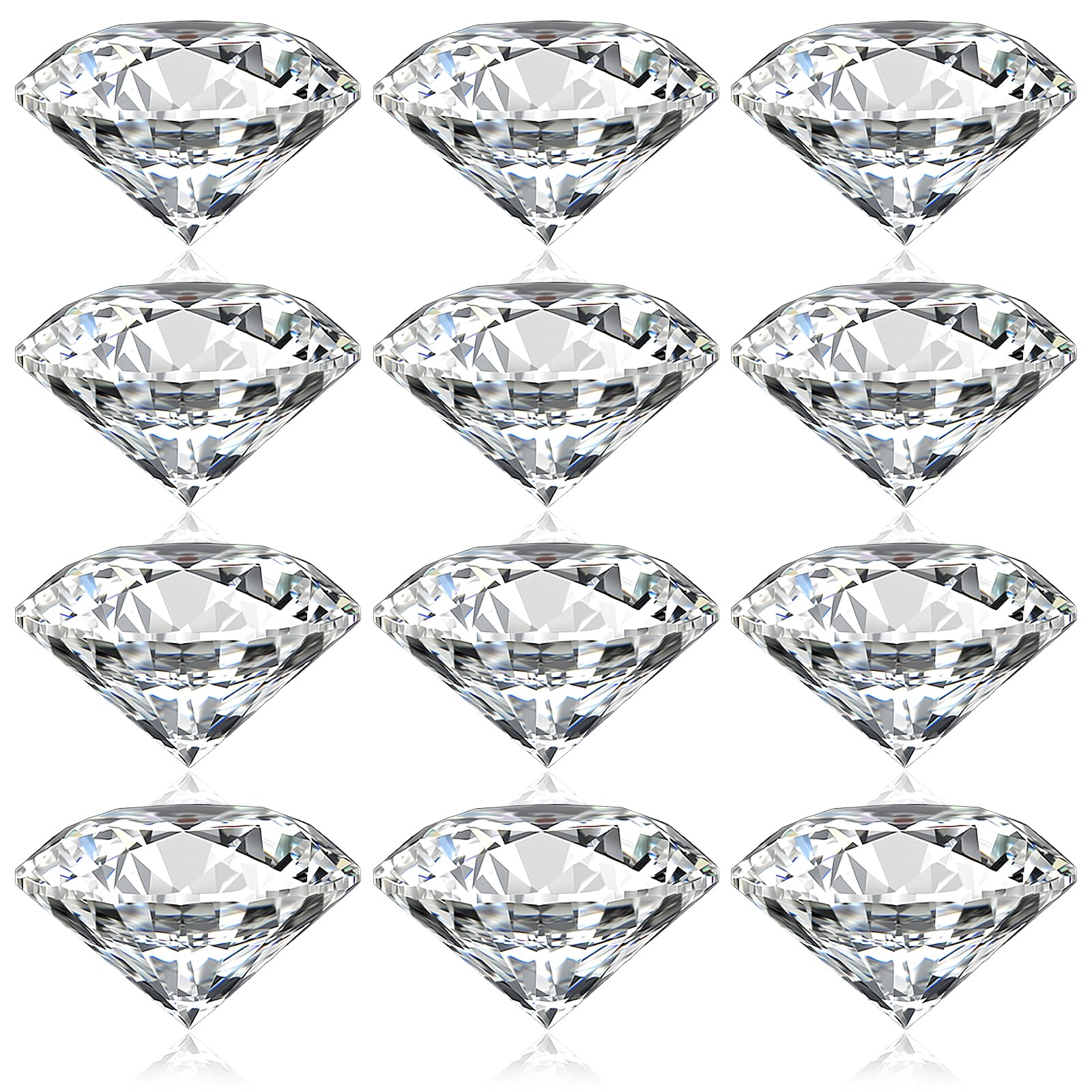 Photo 1 of 12 Pack 2 Inch/50 mm Diamond Shaped Glass Crystal Paperweight, Clear K9 Glass Faceted Diamond Gems Jewels Ornament for Home Office Wedding Birthday Centerpiece Decor Gift