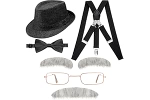 JenPen 7 Pcs 100th Day of School Old Man Costume Grandpa Costume Set Old Man Cosplay Costume for Kids Cosplay