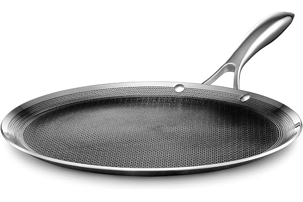 HexClad Hybrid Nonstick 12-Inch Griddle Pan, Stay-Cool Handle, Dishwasher-Friendly, Oven-Safe Up to 900°F, Induction Ready, C