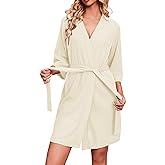 Ekouaer Robes for Women Waffle Knit Bathrobe Soft Lightweight Knee Length Loungewear S-XXL