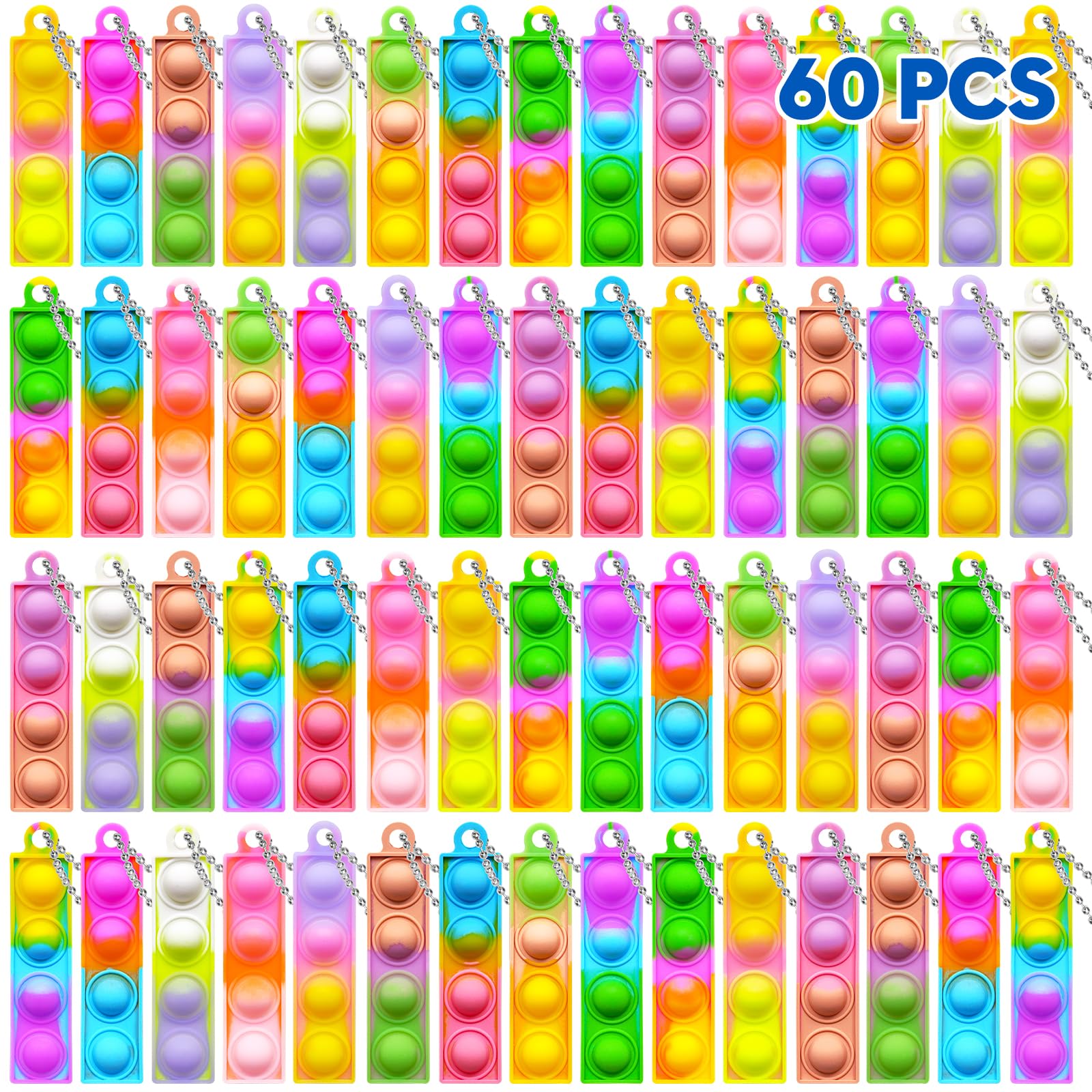 KIDRENFUN 60 PCS Party Bag Fillers Kids - Poppet Popper Pop it, Mini Bulk Fidget Toys birthday return gifts, Party Favours Class Gifts 30 Children, Lucky Dip Prizes Pass the Parcel Prizes