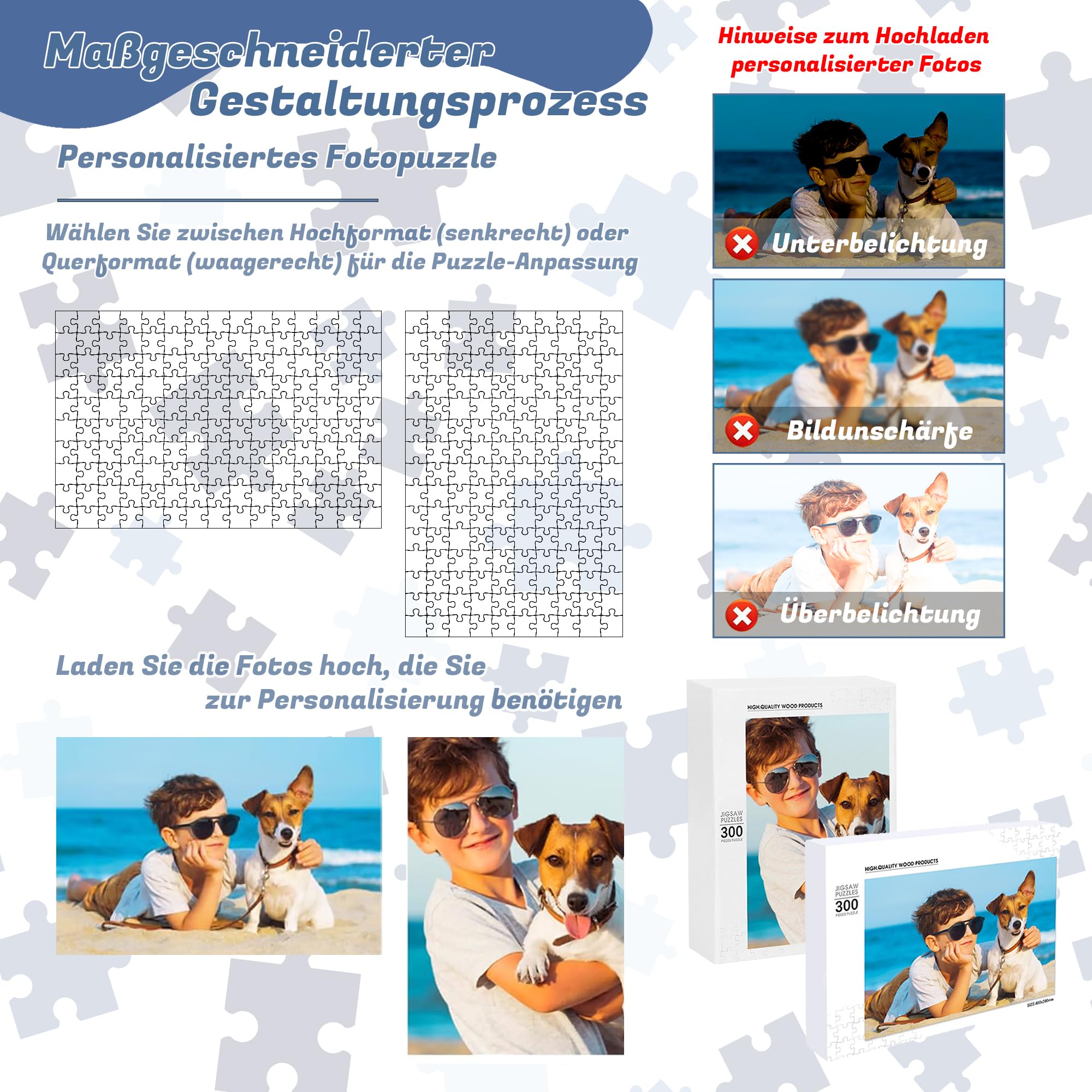 Puzzle Personalisiert Foto selbst gestalten, 300/500/1000 Teile Holzpuzzle mit eigenem Bild, personalisierte Valentinstag, Hochzeitstag Geschenke für Ihn und Sie 5