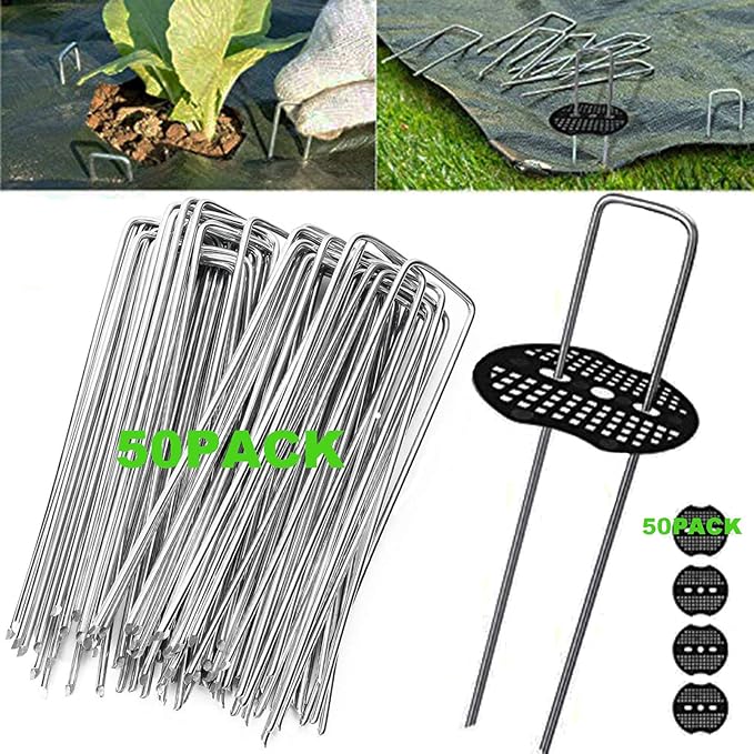 Garden Pegs, Ground Stakes 6 inch Galvanized Rust Resistant Steel Lawn
