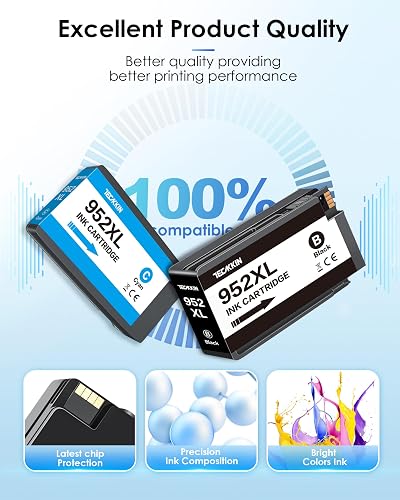 952XL Ink Cartridge Combo 4 Pack with Latest Chips Replacement for HP 952 XL Cartridges Works with Officejet Pro 7740 7720 8210 8216 8702 8710 8720 8740 8715 8725 8730 8700 Inkjet Printer Black Color