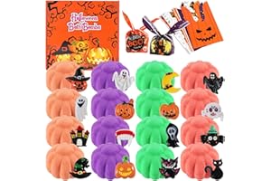 BEAUWELL Halloween Gifts for Kids - 16pcs Halloween Bath Bombs for Kids with Toys Inside Halloween Party Favors Goodie Bag Fillers Bubble Bath with Spooky Pumpkin Bath Bombs